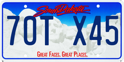 SD license plate 70TX45