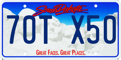 SD license plate 70TX50