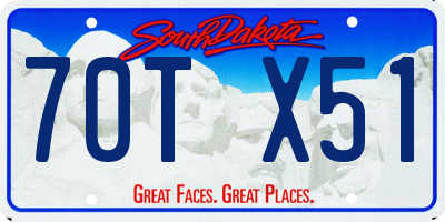 SD license plate 70TX51