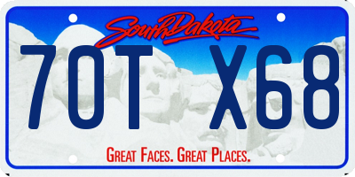 SD license plate 70TX68