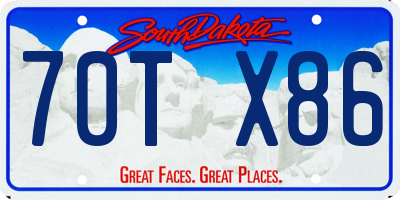 SD license plate 70TX86