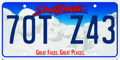 SD license plate 70TZ43