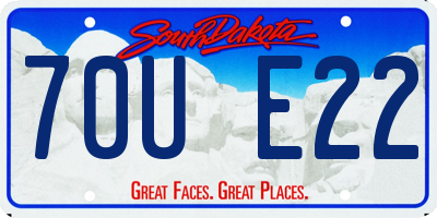 SD license plate 70UE22