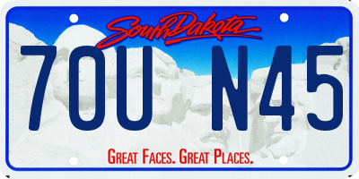 SD license plate 70UN45