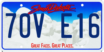 SD license plate 70VE16
