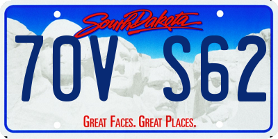 SD license plate 70VS62