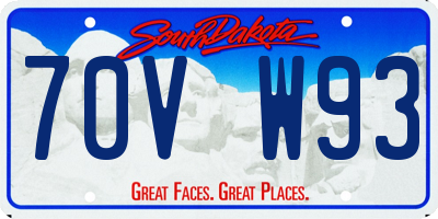 SD license plate 70VW93