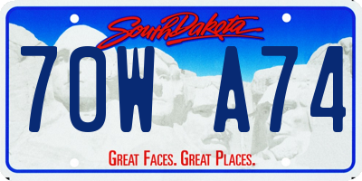 SD license plate 70WA74
