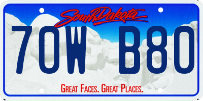 SD license plate 70WB80