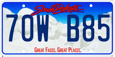 SD license plate 70WB85