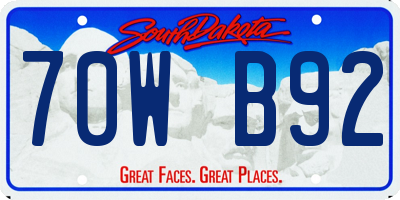 SD license plate 70WB92