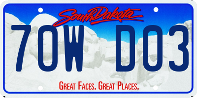 SD license plate 70WD03