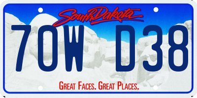 SD license plate 70WD38