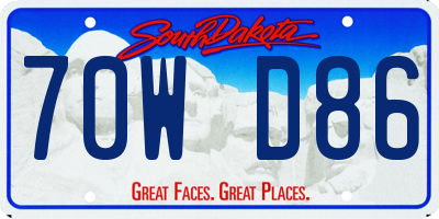 SD license plate 70WD86