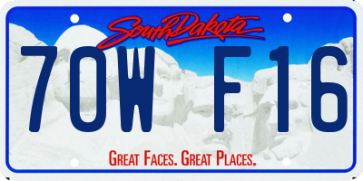 SD license plate 70WF16