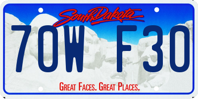 SD license plate 70WF30