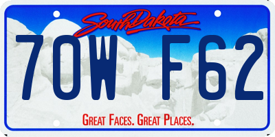 SD license plate 70WF62