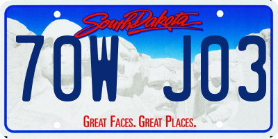 SD license plate 70WJ03