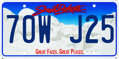 SD license plate 70WJ25
