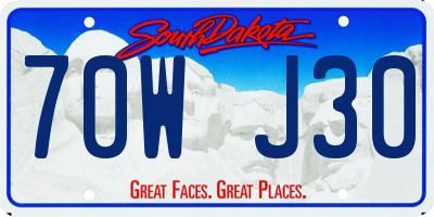 SD license plate 70WJ30