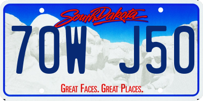 SD license plate 70WJ50