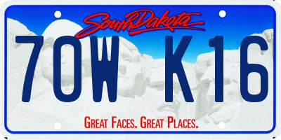 SD license plate 70WK16