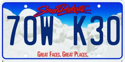 SD license plate 70WK30