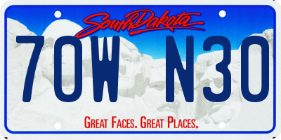 SD license plate 70WN30
