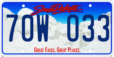 SD license plate 70WO33