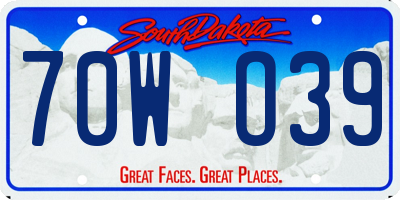 SD license plate 70WO39