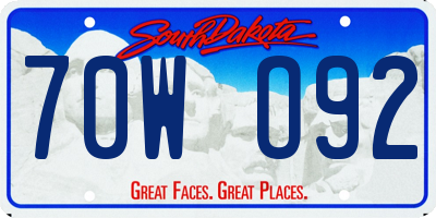 SD license plate 70WO92
