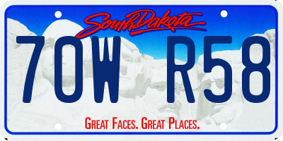 SD license plate 70WR58