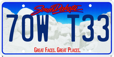 SD license plate 70WT33