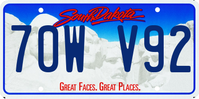 SD license plate 70WV92