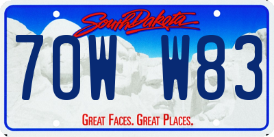 SD license plate 70WW83