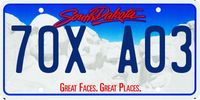 SD license plate 70XA03