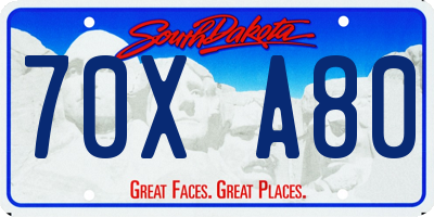 SD license plate 70XA80