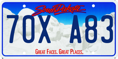 SD license plate 70XA83