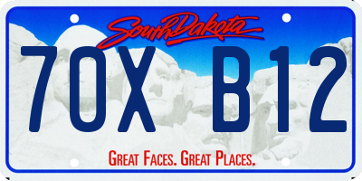 SD license plate 70XB12