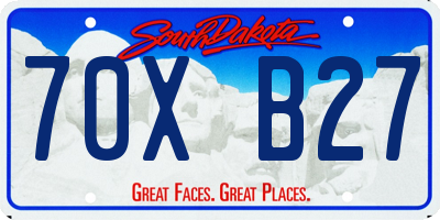 SD license plate 70XB27
