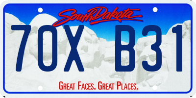 SD license plate 70XB31