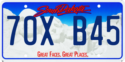 SD license plate 70XB45