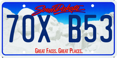 SD license plate 70XB53