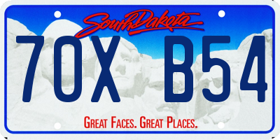 SD license plate 70XB54