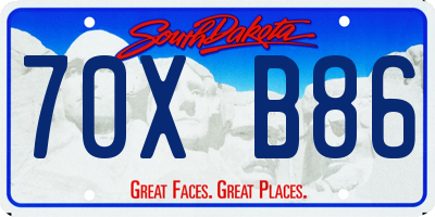 SD license plate 70XB86