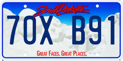 SD license plate 70XB91