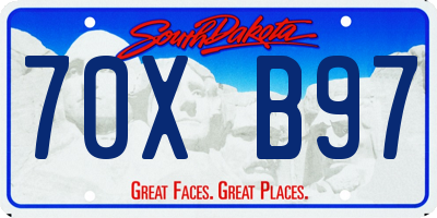 SD license plate 70XB97