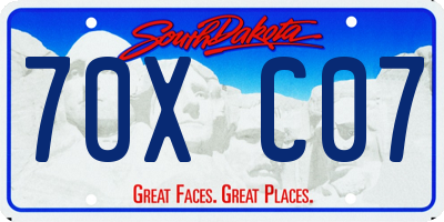 SD license plate 70XC07