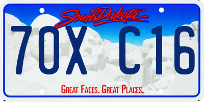 SD license plate 70XC16