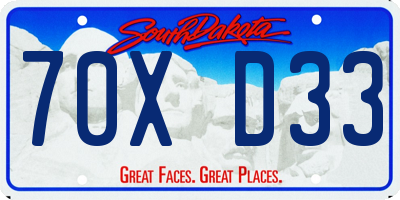 SD license plate 70XD33